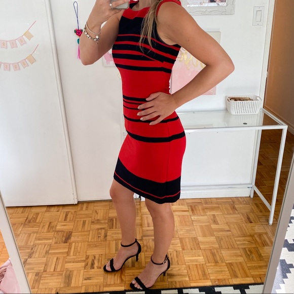Banana Republic Red and Black Striped Dress - Picture 2 of 7